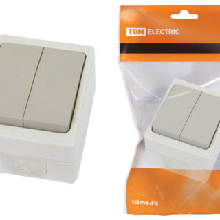 Выключатель 2-кл. открытой установки IP54 10А "Вуокса" TDM