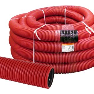 Труба гофрированная двустенная ПНД d 160 с зондом (50 м/уп.) красная TDM