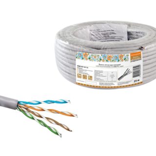 Кабель витая пара народный U/UTP Cat 5e 4х2х24AWG CCA (25м) PVC, серый