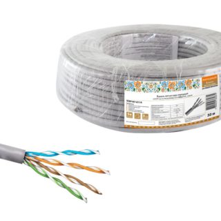Кабель витая пара народный U/UTP Cat 5e 4х2х24AWG CCA (50м) PVC, серый