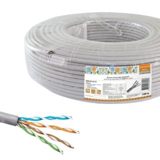 Кабель витая пара народный U/UTP Cat 5e 4х2х24AWG CCA (100м) PVC, серый