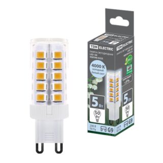 Лампа светодиодная G9-5 Вт-230 В-4000 К, SMD, 16x49 мм TDM