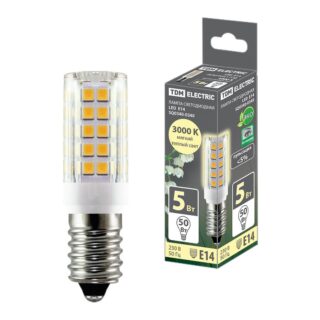 Лампа светодиодная Е14-5 Вт-230 В-3000 К, SMD, 16x54 мм TDM